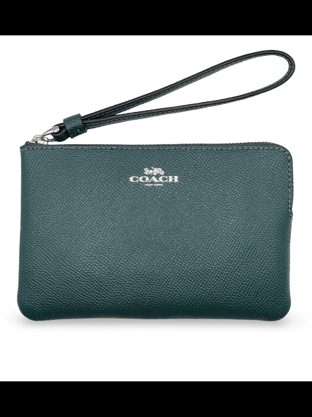 COACH Emerald Green - Zip Wristlet Clutch with Wrist Strap